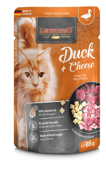 Leonardo - Cat Treat - Pouch 85 gm - Adult - Duck & Cheese