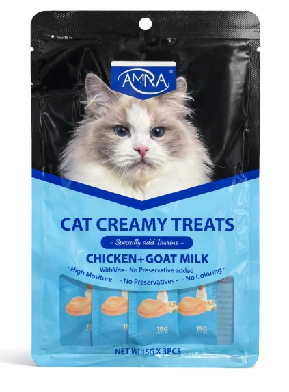 Amna - Cat Creamy Treat - 15 gm - 5 Pcs - Chicken & Goat Milk