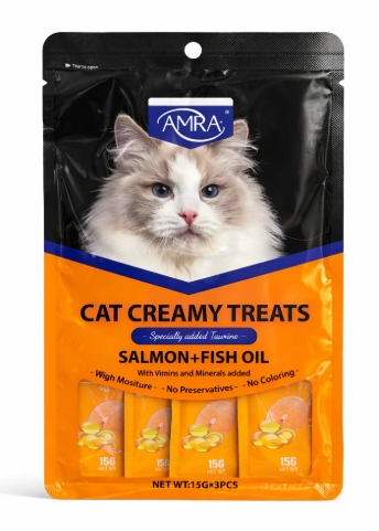 Amna - Cat Creamy Treat - 15 gm - 5 Pcs - Salmon &Fish Oil
