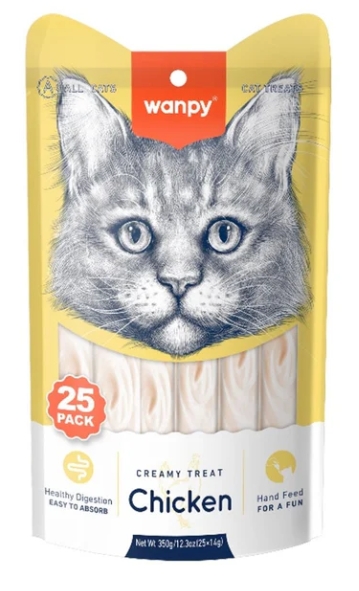 Wanpy - Cat Creamy Treat - 14 gm - 25 Pcs - Chicken