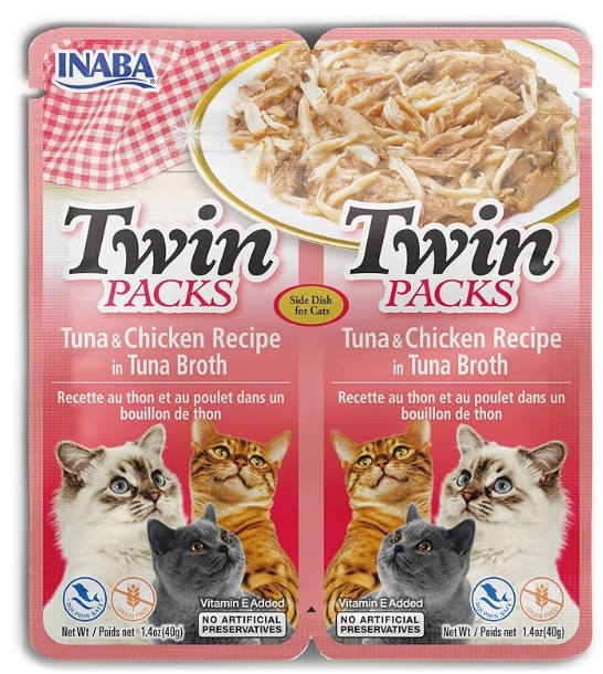 Inaba - Cat Treats - Twin Packs - Pouch 40 gm - Tuna & Chicken