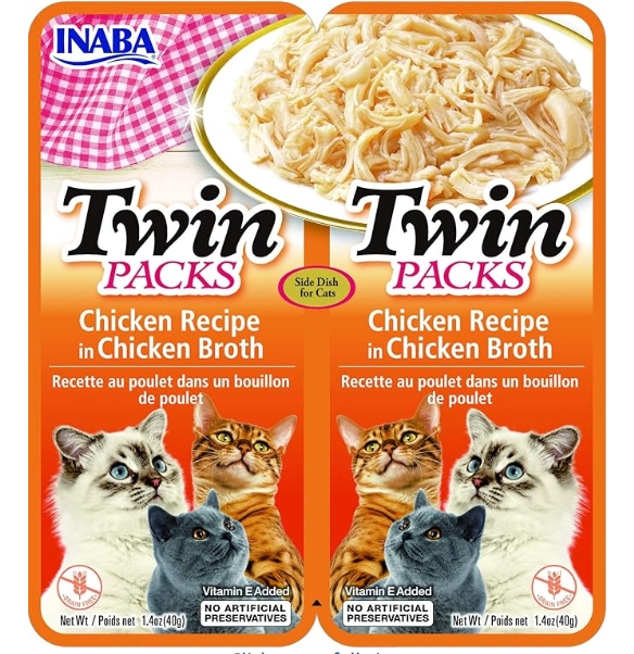 Inaba - Cat Treats - Twin Packs - Pouch 40 gm - Chicken In Chicken Broth