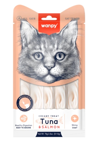 Wanpy - Cat Treat - Cream Treat - Pouch 70 gm - With Tuna & Salmon