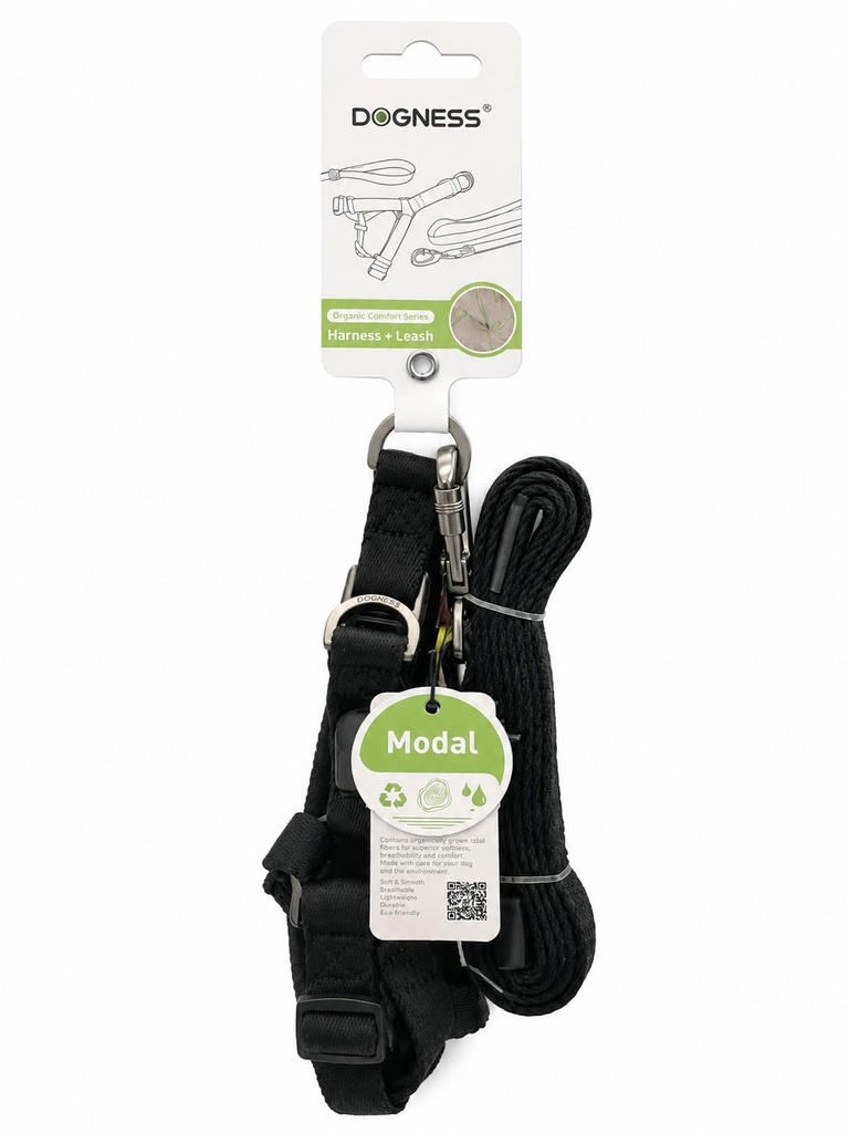 Dogness - Modal - Harness + Leash - L - Black