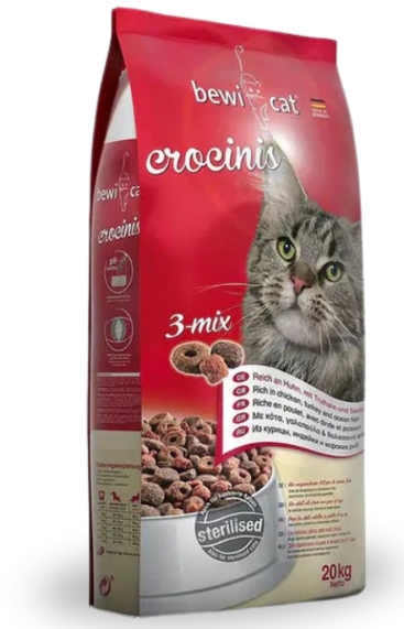 Bewi Cat - Dry Food - 20 kg - Sterilized - Crocinis - 3-mix