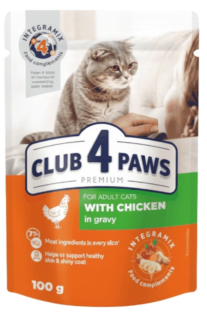Club 4 Paws - Premium - For Adult Cats - Pouch 100 gm - With Chicken