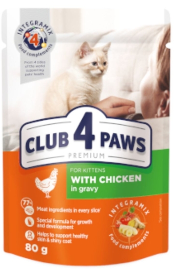 Club 4 Paws - Premium - For Kitten Cats - Pouch 80 gm - With Chicken
