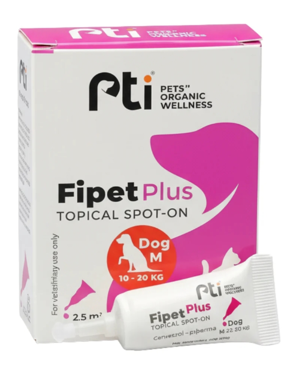 Pti - Pets Organic Wellness - Fipet Plus - Spot-On - For Dogs ( M ) - 10-20 Kg - 2.5 Ml