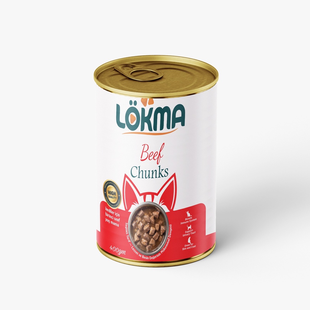 Lokma Chunks Can Food For Adult Cat - Beef 400 GM