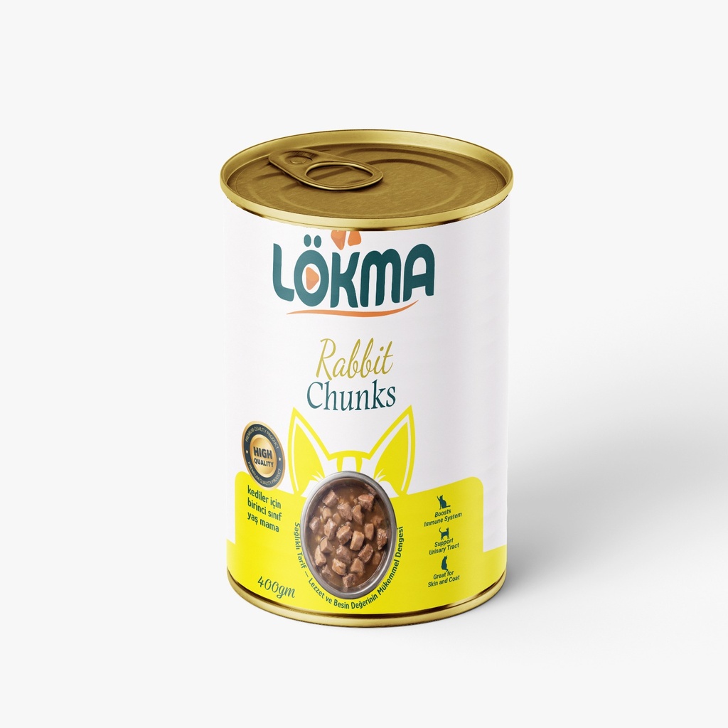 Lokma Chunks Can Food For Adult Cat - Rabbit 400 GM