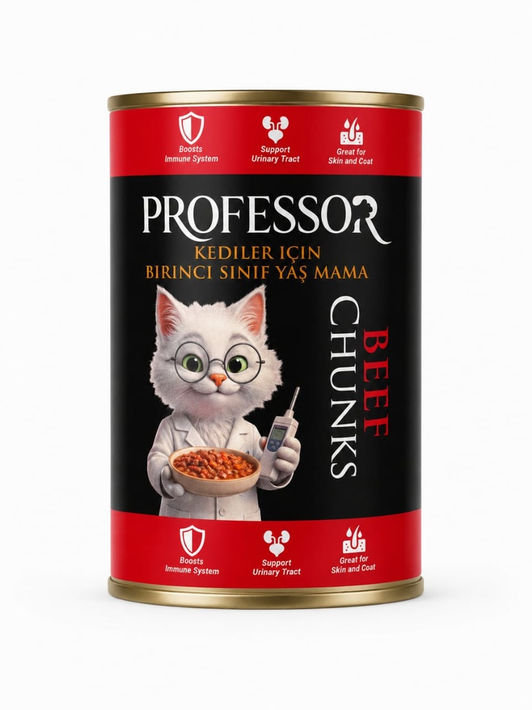 Professor Chunks Can Food For Adult Cat - Beef 400 GM