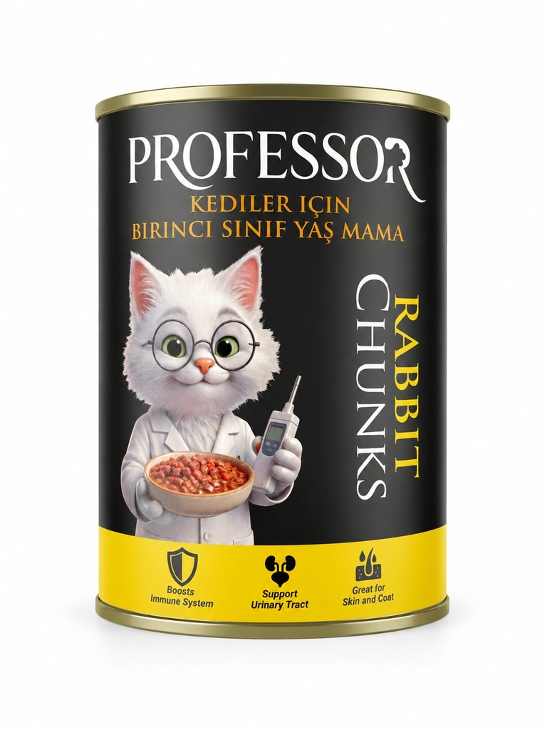 Professor Chunks Can Food For Adult Cat - Rabbit 400 GM