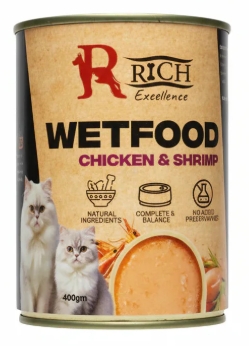 Rich Excellence Cans Wet Food Cats 400G - Chicken & Shrimp