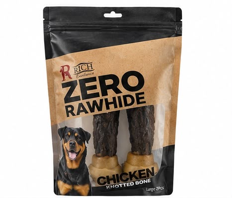 Zero Knotted bones Large 2 PCs with Chicken