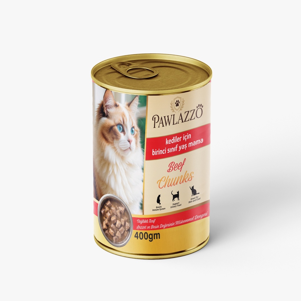 [3033] Pawlazzo Chunks Can Food For Adult Cat Beef 400 GM