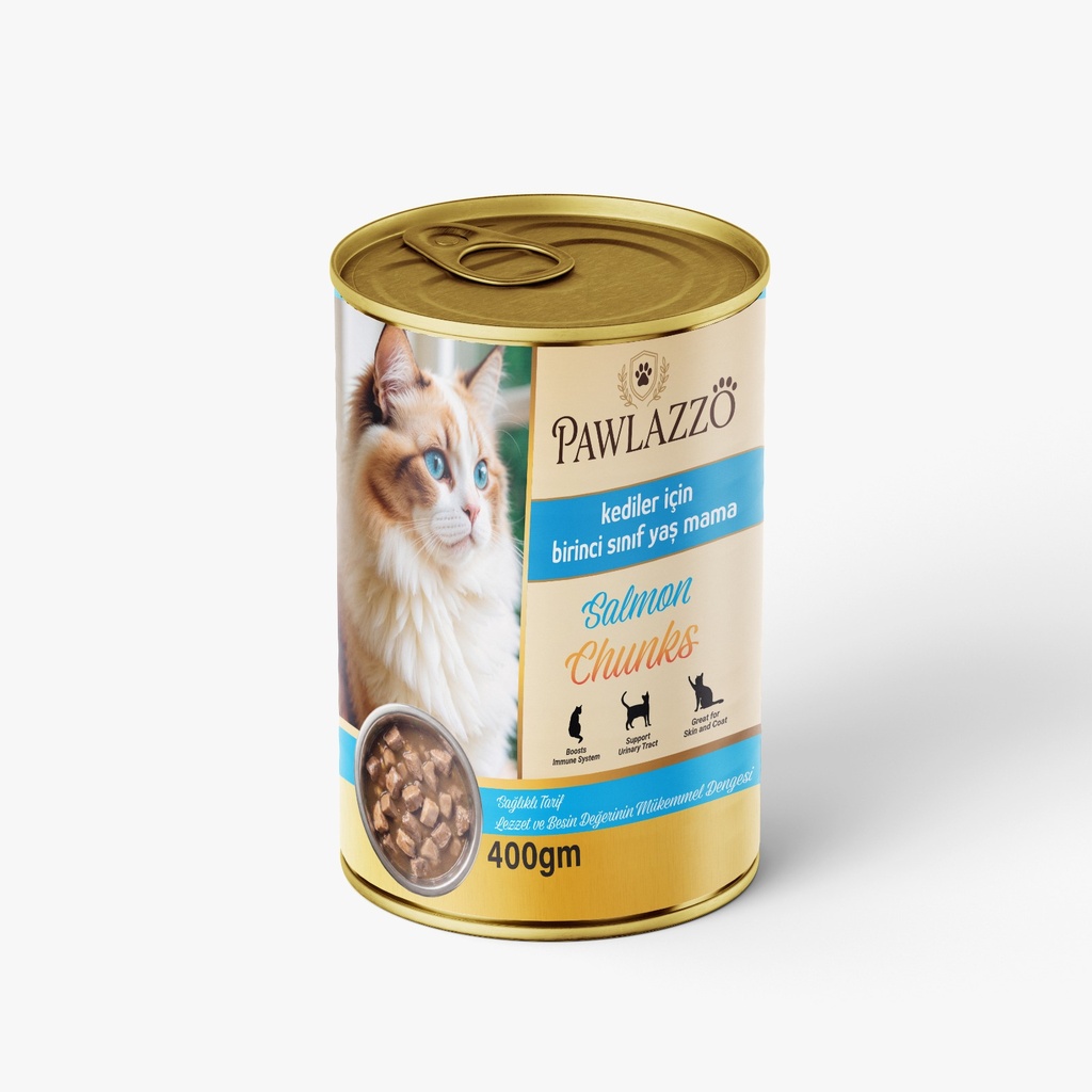 [3035] Pawlazzo Chunks Can Food For Adult Cat Salmon 400 GM