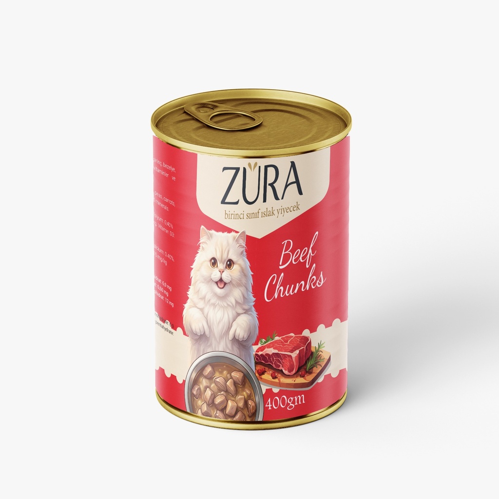 Zura Chunks Can Food For Adult Cat Beef 400 GM