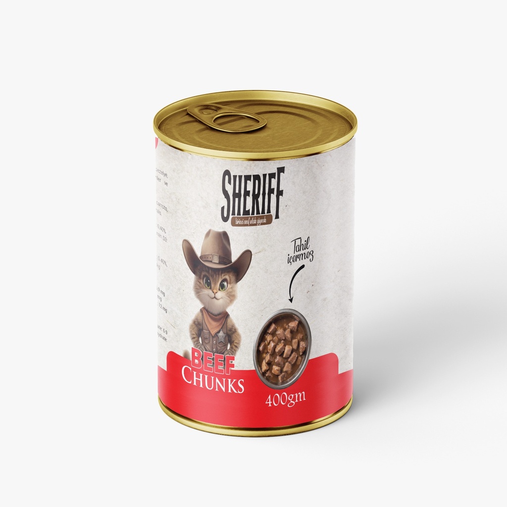 [3013] Sheriff Chunks Can Food For Adult Cat Beef 400 GM