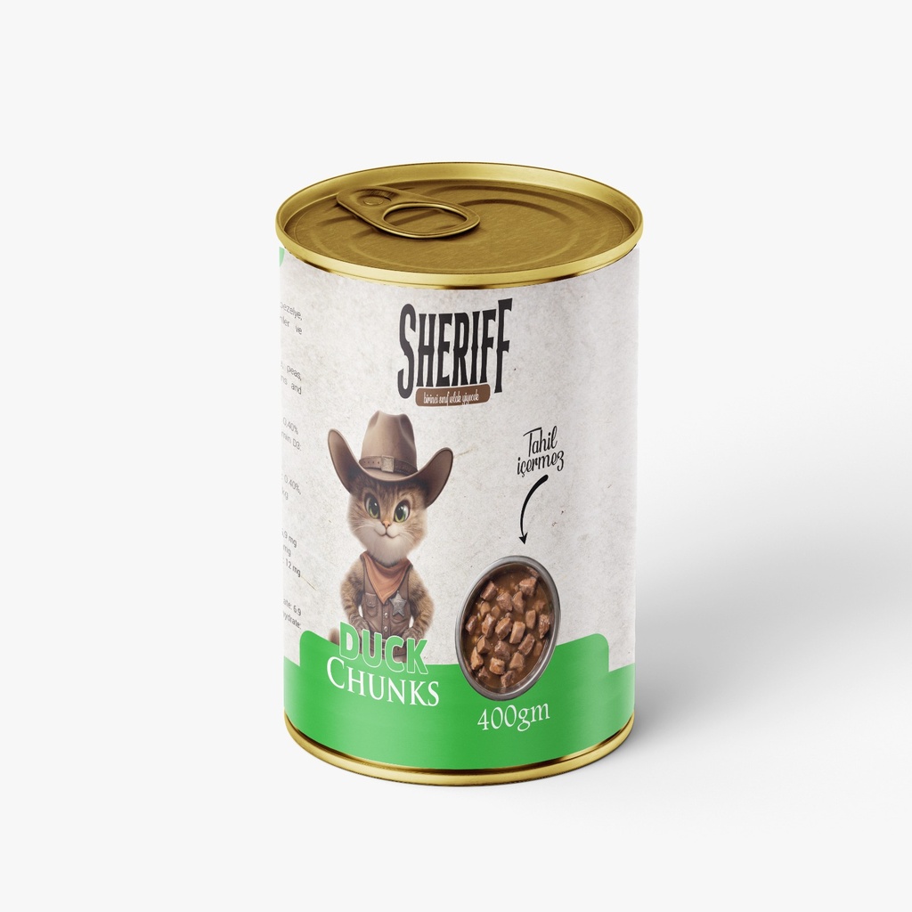 [3012] Sheriff Chunks Can Food For Adult Cat Duck 400 GM