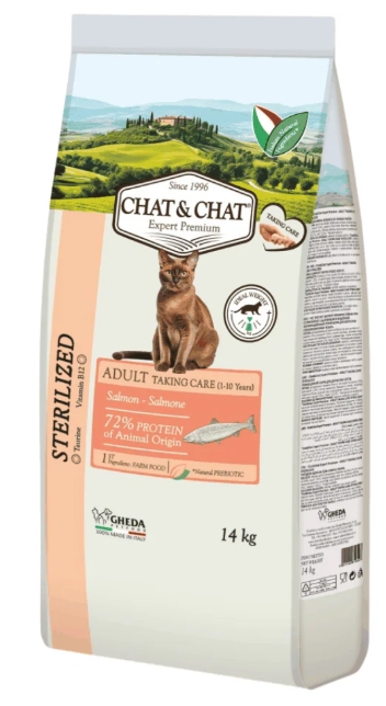 CHAT & CHAT - For Adult Cats - 14 kg - Sterilized - Salmon
