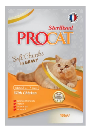 Procat - For Adult Cats - Pouch 100 gm - With Chicken
