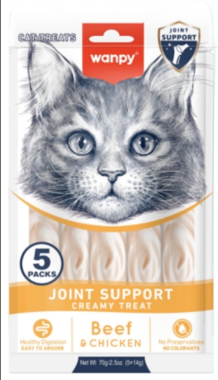 Wanpy - Cat Treat - Cream Treat - Pouch 70 gm - Joint Support - With Tuna