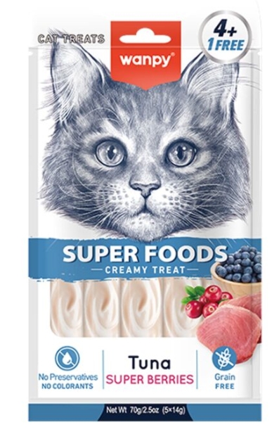 Wanpy - Cat Treat - Cream Treat - Pouch 70 gm - With Tuna - Super Berries