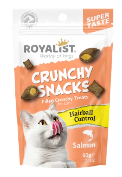 Royalist - Cat Treat - Craunchy Snacks - Hairball Control - Pouch 60 gm - Salmon