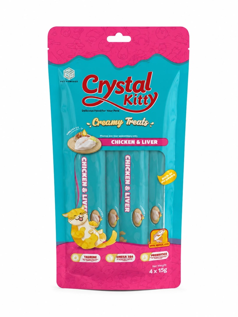 Crystal Kitty - Cat Treats - Chicken & Liver - 4 Pcs