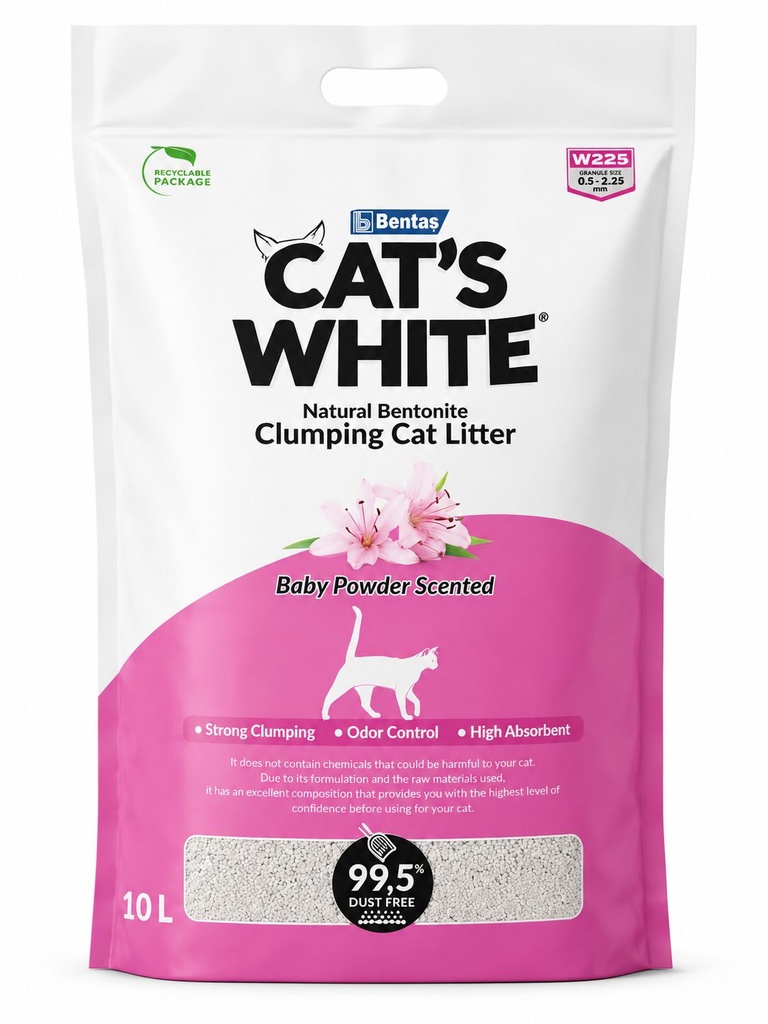 Bentas - Cat White - Cat Litter - 10 L - Baby Powder