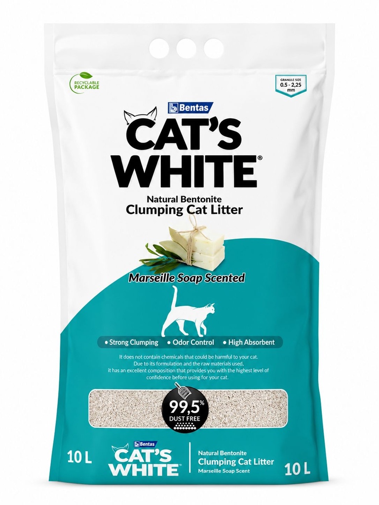 Bentas - Cat White - Cat Litter - 10 L - Marseille Soup