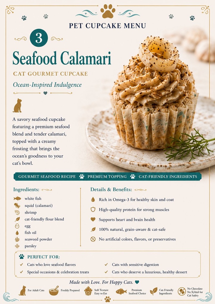 [Cat Cupcake 03] Seafood Calamari Cat Gourmet Cupcake