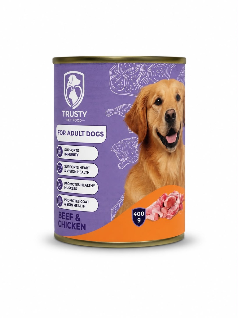 Trusty Wet Food Beef & Chicken Dog 400g Pate,24,