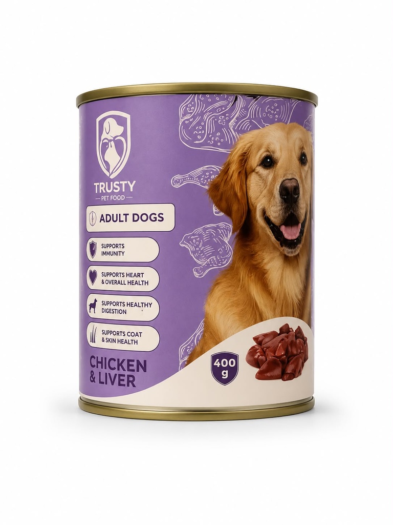 Trusty Wet Food Chicken Liver Dog 400g Pate,24,